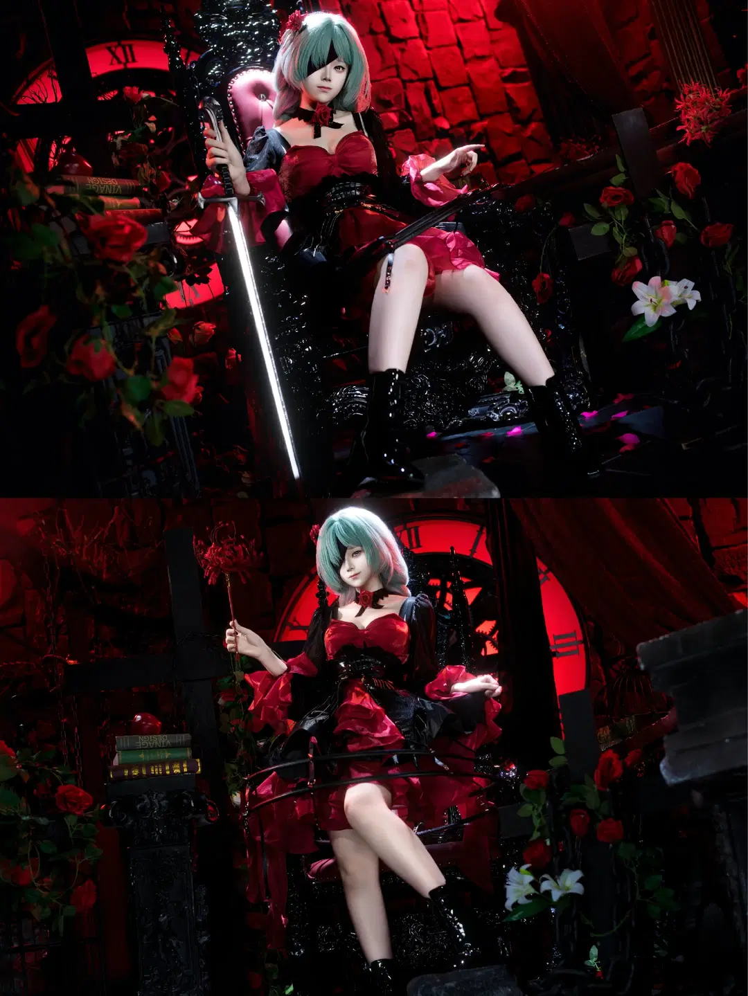 【フローヴァ コスプレ】『鳴潮』ダークゴシック美学、真紅と漆黒の薔薇と大剣の衝突 - 拉克苏 - 8枚目