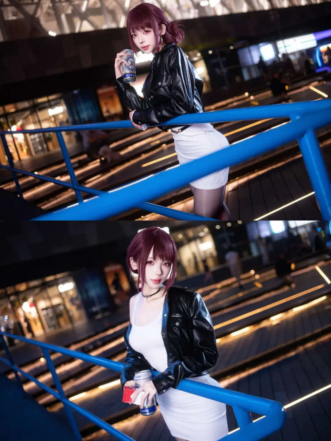 山田コスプレ：レザージャケットと黒ストッキングが深夜のコンビニと衝突する夜景ポートレート - 拉克苏 - 2枚目
