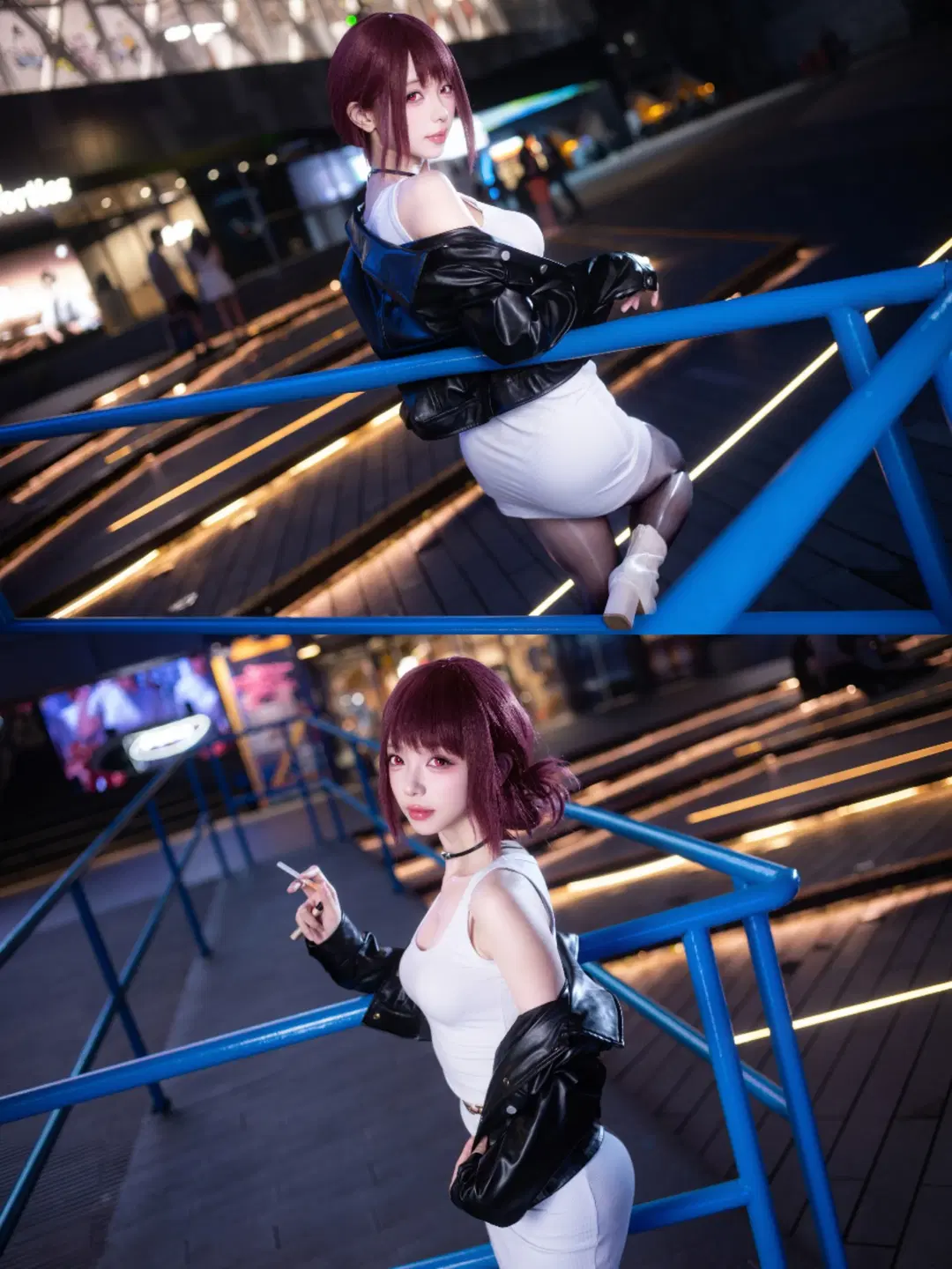 山田コスプレ：レザージャケットと黒ストッキングが深夜のコンビニと衝突する夜景ポートレート - 拉克苏 - 3枚目
