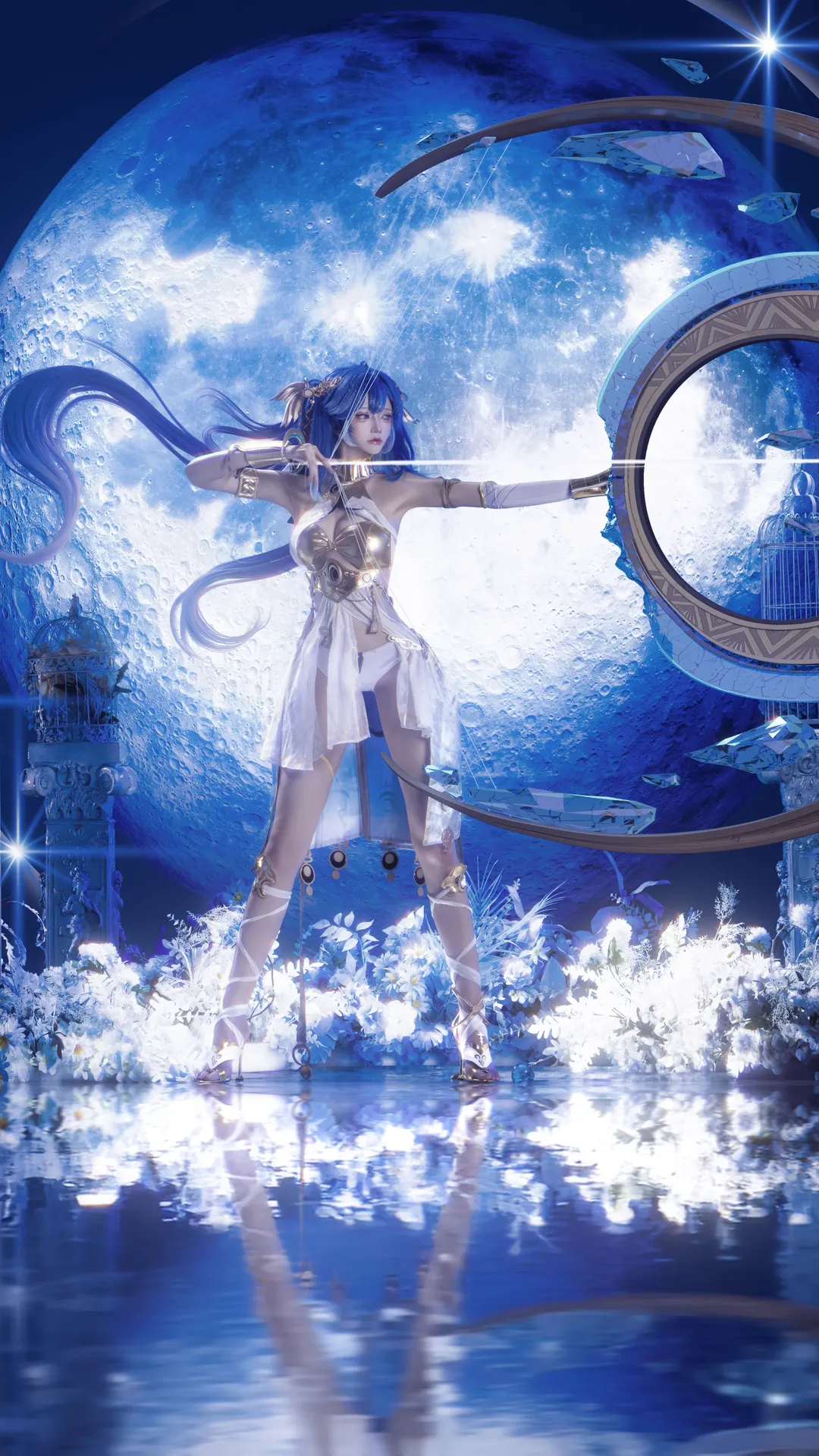 鸣潮, 尤诺cos, 白丝, cosplay摄影, 镜面反射