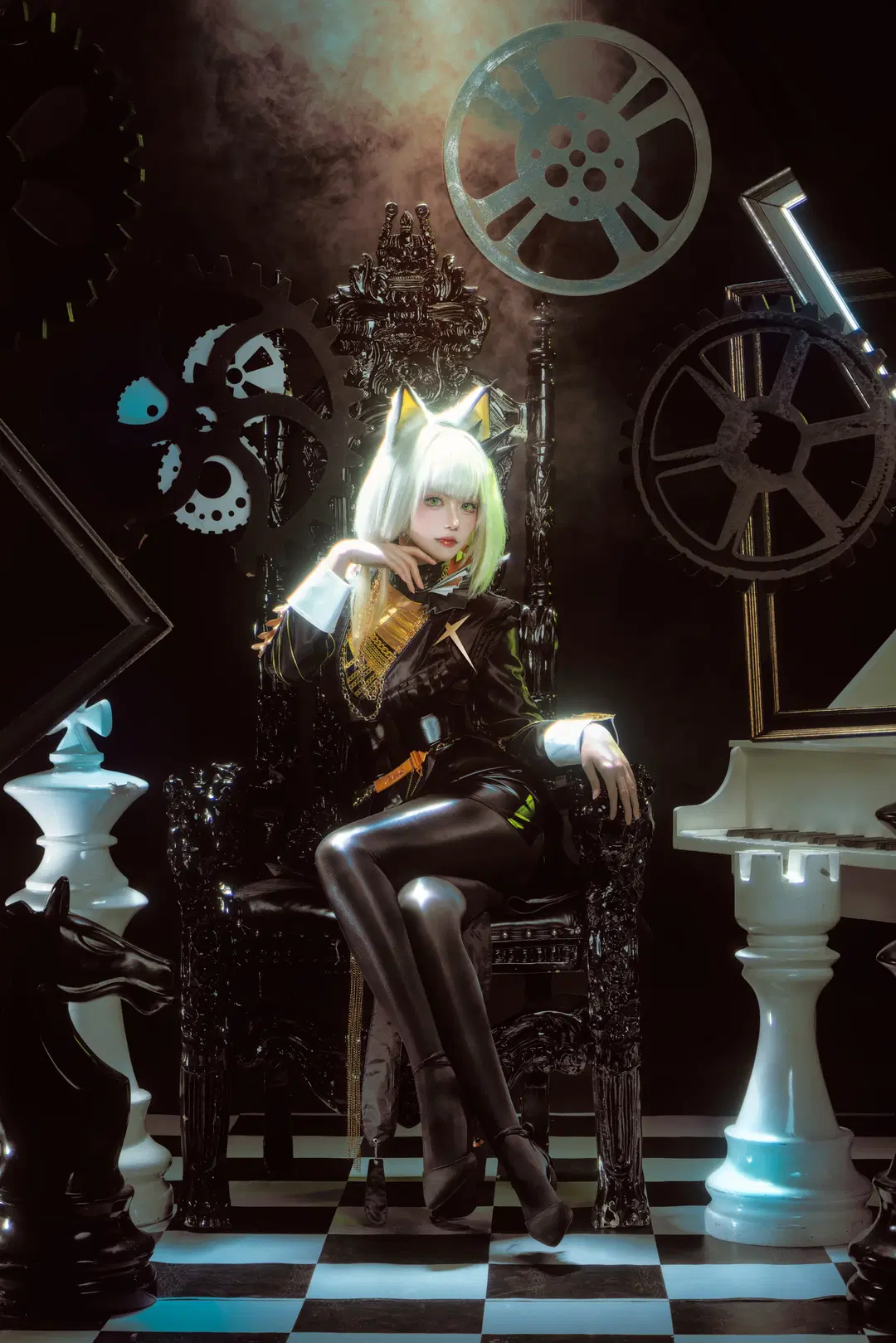 アークナイツ, ダークゴシック風, ケルシー コスプレ, ストッキング コスプレ, スチームパンクポートレート