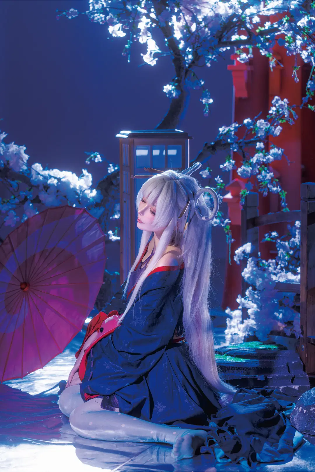 和风cos, 超时空辉夜姬, 夜景樱花, 八千代cos, 丝袜