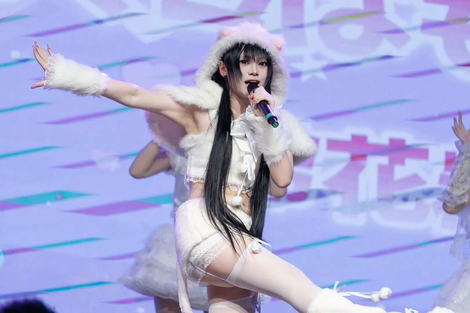 [Underground idol] Fuwafuwa Yume: White Plush cat ears stage performance outfit Photo Record by Kimi - Image 8