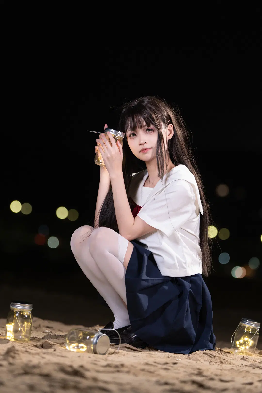 Summer Night Beach Sailor suit JK Night portrait Photoshoot by Kimi - Image 2