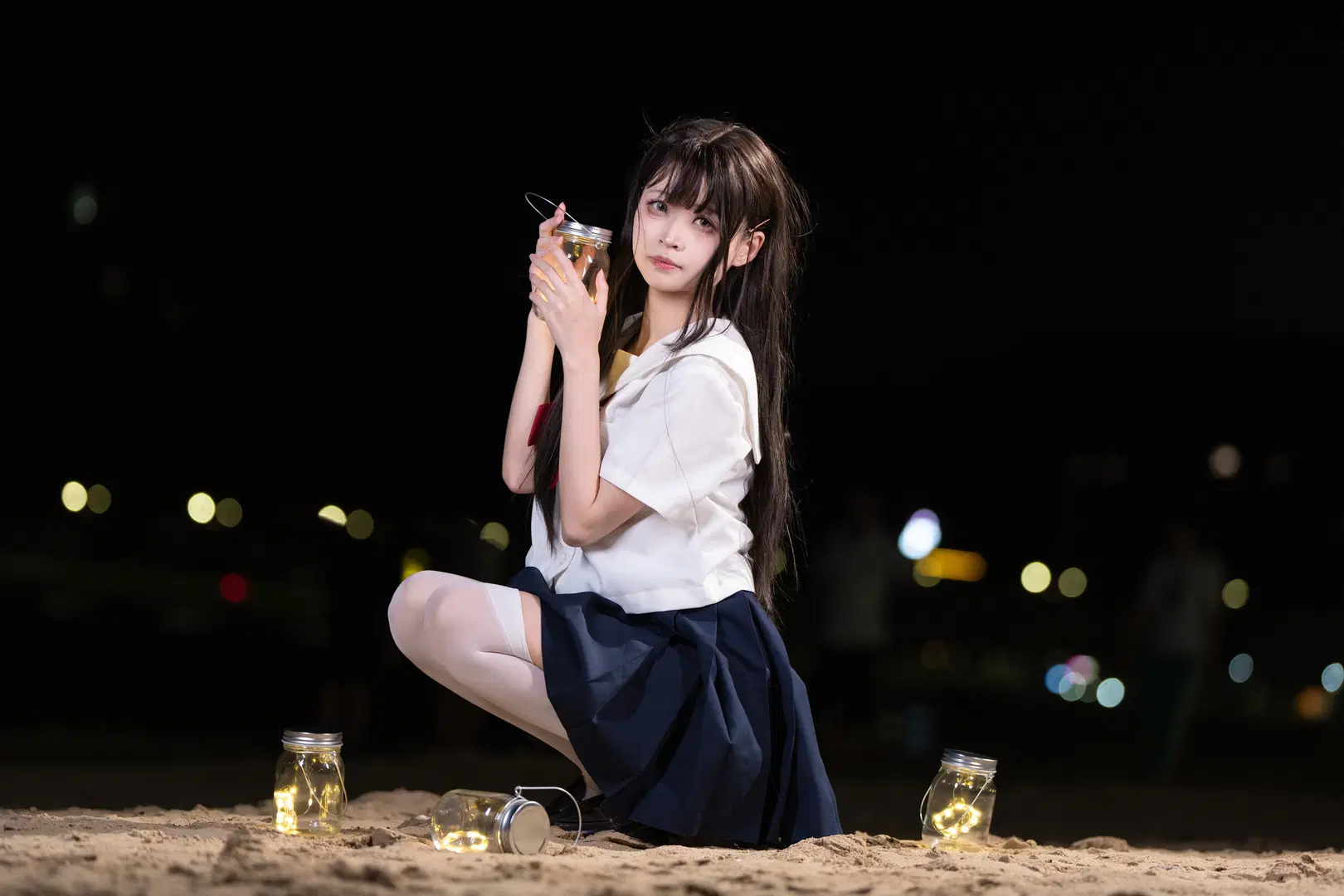 Summer Night Beach Sailor suit JK Night portrait Photoshoot by Kimi - Image 4
