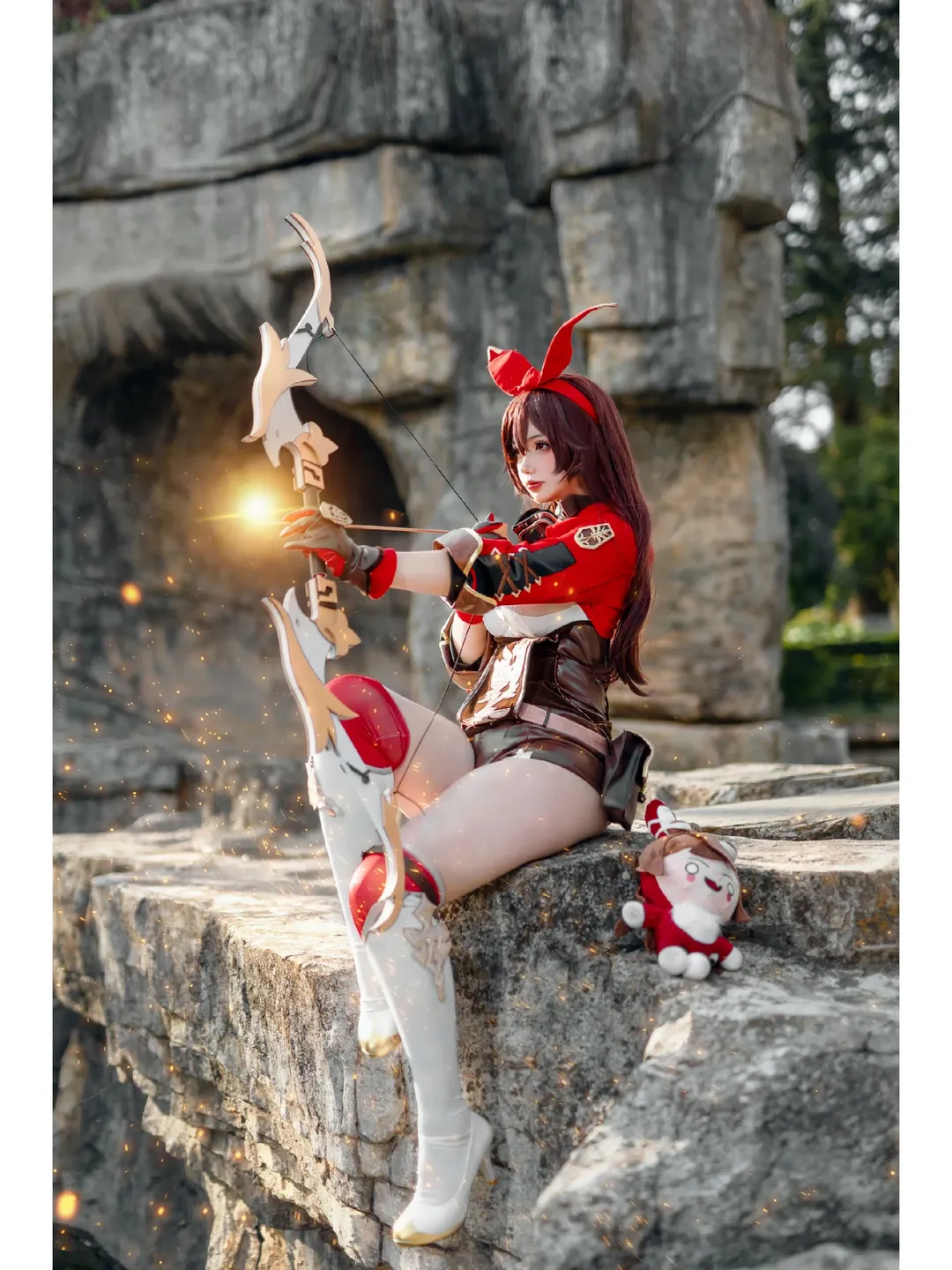 原神, cosplay, 户外摄影, 白丝, 安柏cos - 第1张