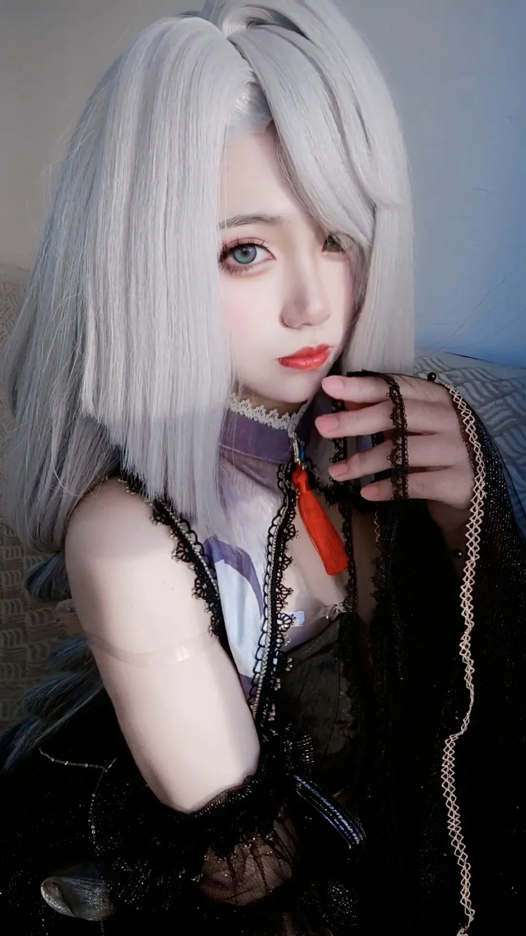 【申鶴 コスプレ】『原神』黒紗と紅唇が織りなす冷艶な再現 - 谷诗雨玲 - 2枚目