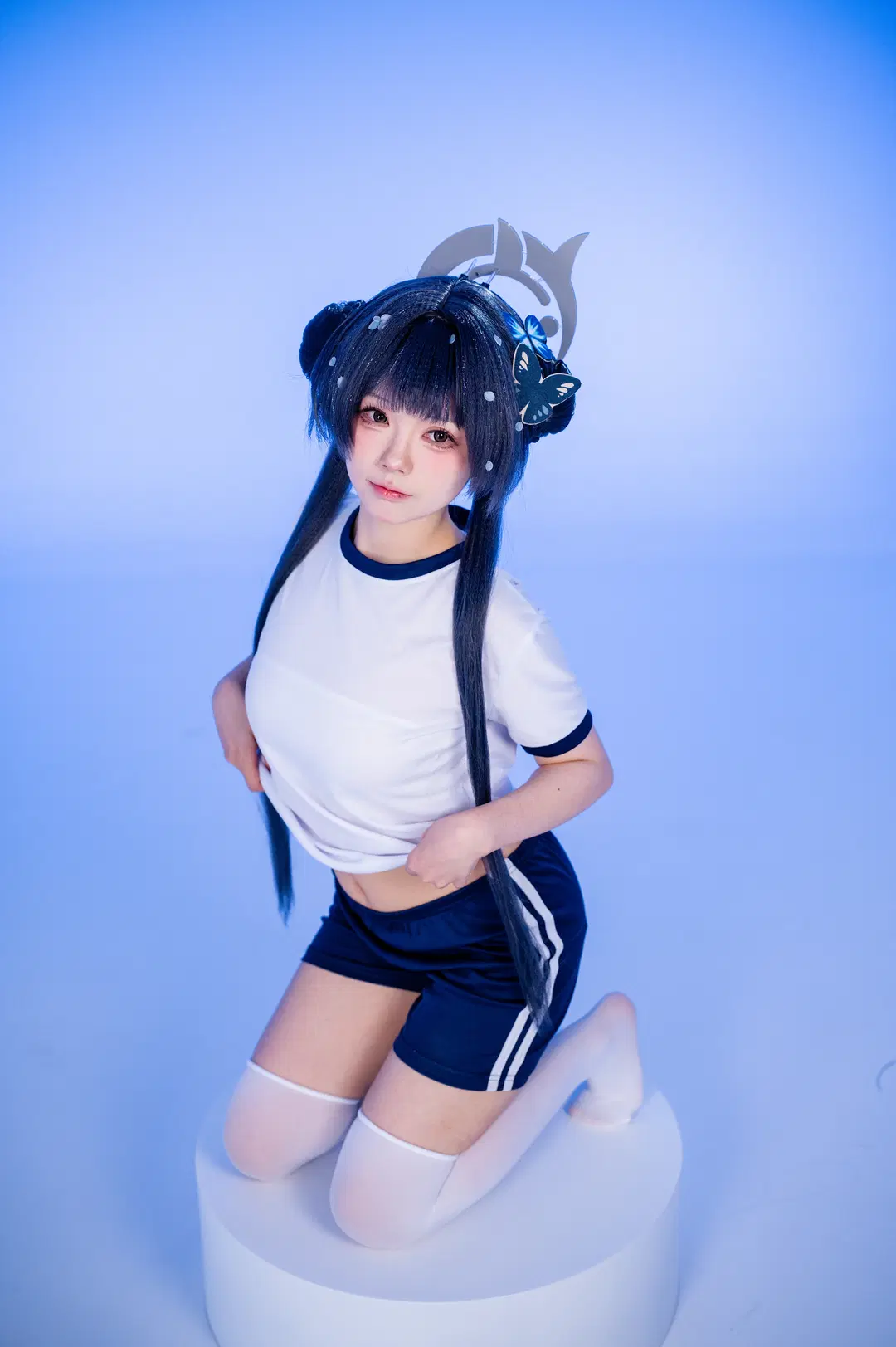 【妃咲cos】蔚藍檔案體操服，白絲過膝襪熱身日常 - 洛会像欧皇一样幸运 - 第4張