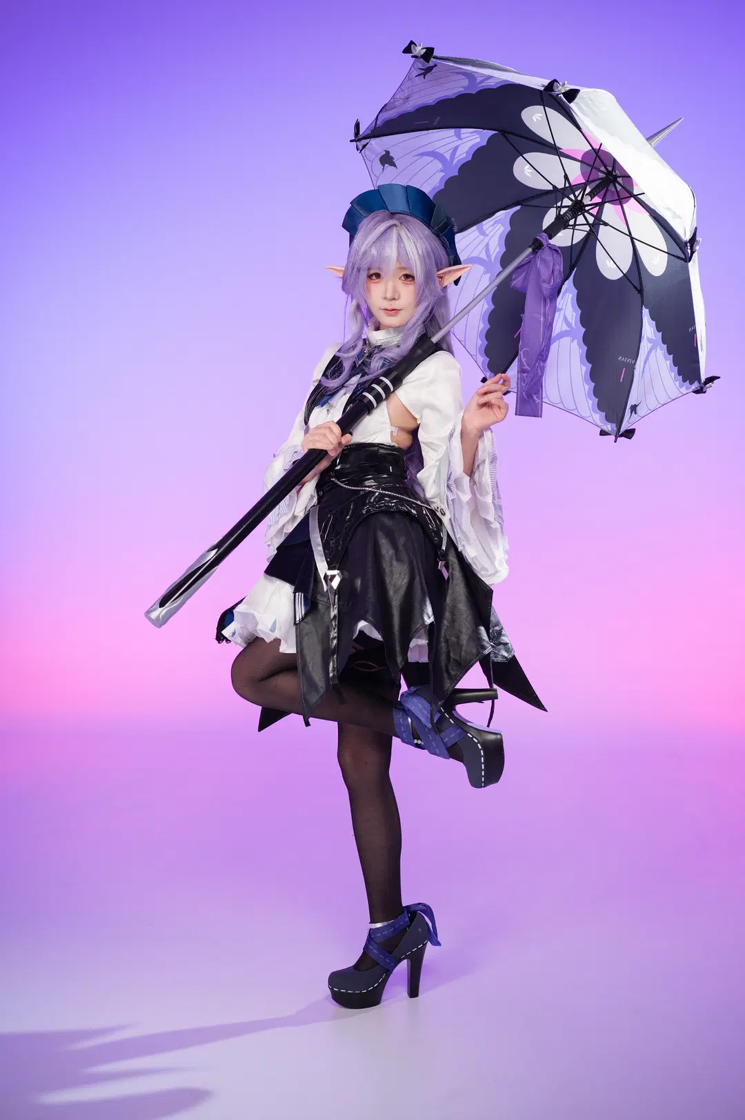 Zenless Zone Zero, Anime-style photography, Vivian cosplay, Elf ears, Black stockings