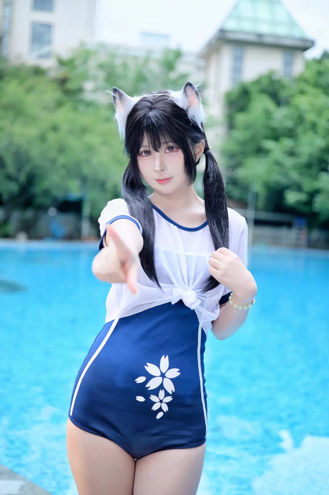 永劫无间, 泳装cos, 二次元cosplay, 胡桃cos, 夏日泳池
