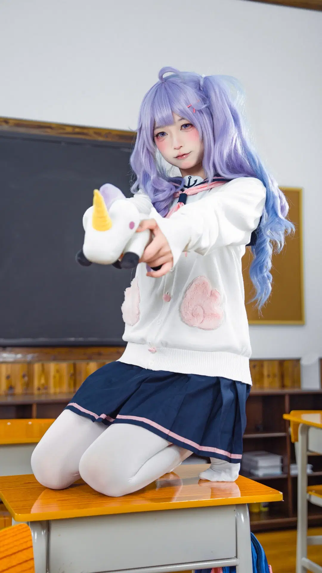 [Unicorn Cosplay] Azur Lane: Classroom Everyday Moments with White Stockings and Volleyball by Doodle荼鸦（二次元版） - Image 5