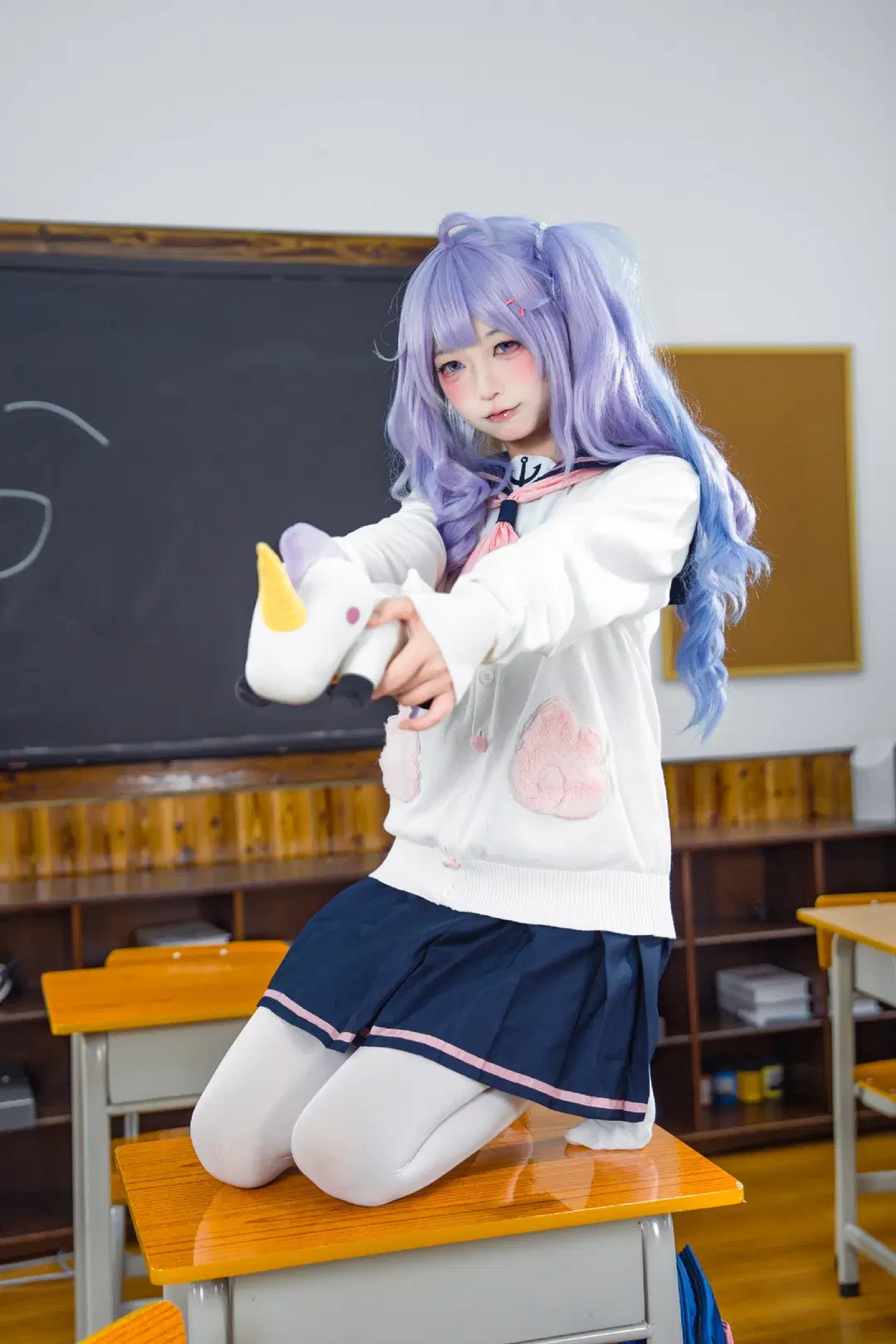 [Unicorn Cosplay] Azur Lane: Classroom Everyday Moments with White Stockings and Volleyball by Doodle荼鸦（二次元版） - Image 7