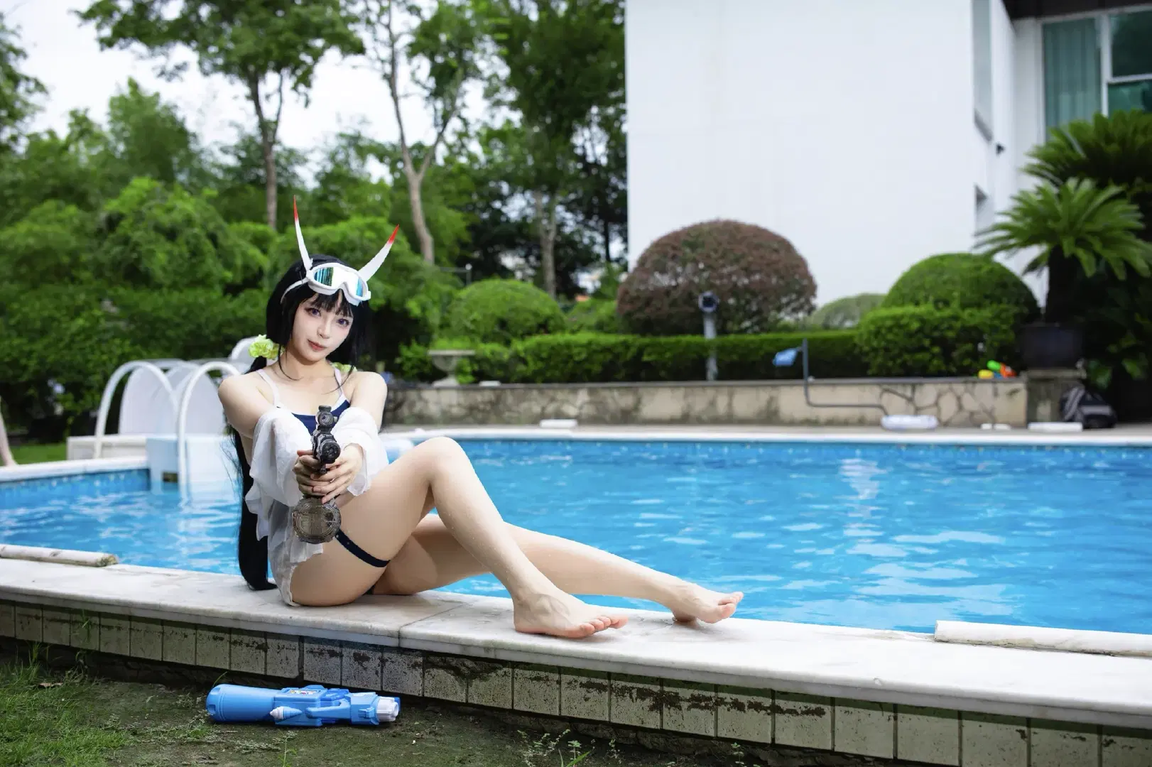 【能代cos】碧蓝航线泳装写真，夏日泳池边的工作记录 - Doodle荼鸦（二次元版） - 第5张