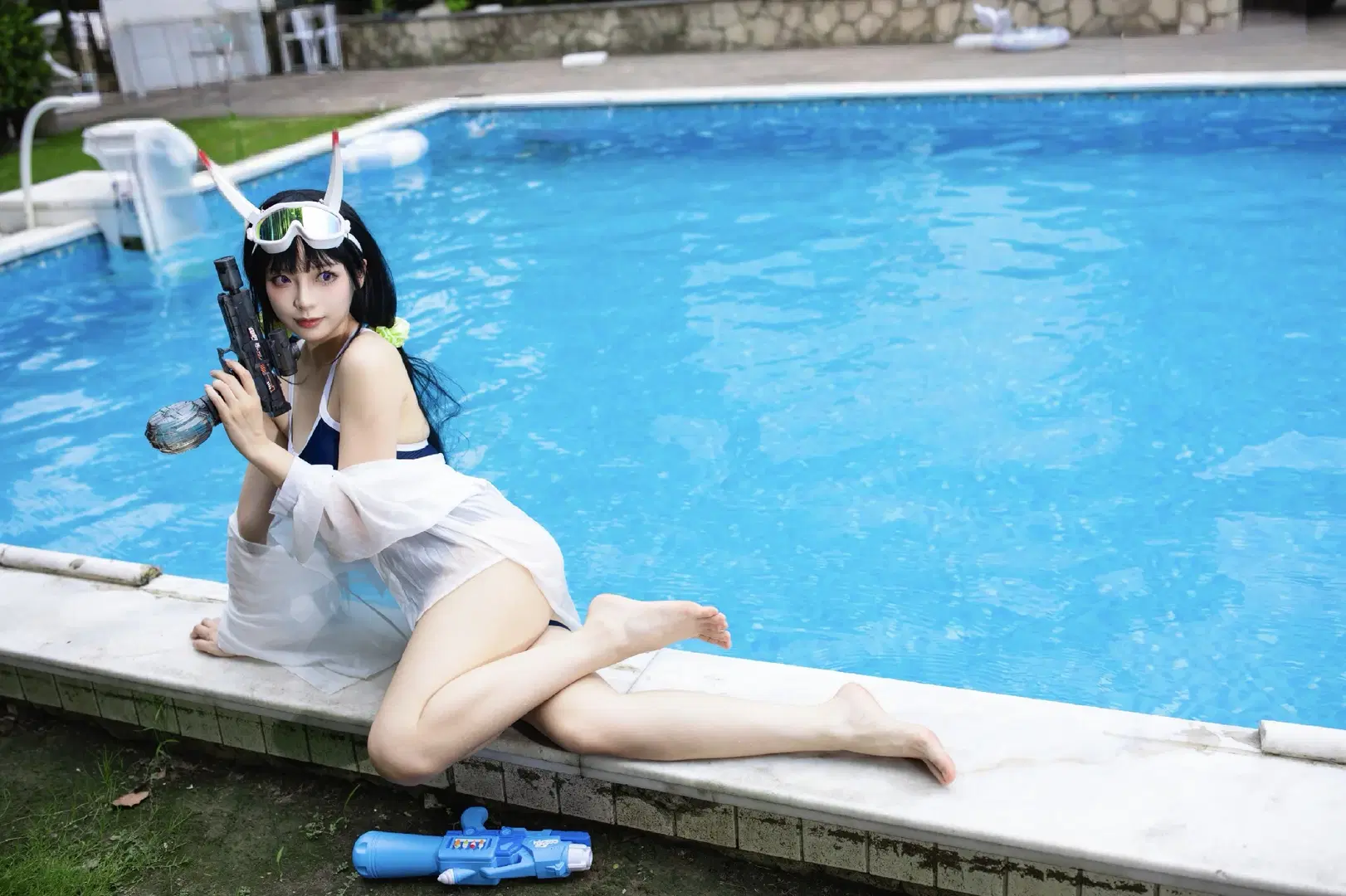 【能代cos】碧蓝航线泳装写真，夏日泳池边的工作记录 - Doodle荼鸦（二次元版） - 第8张