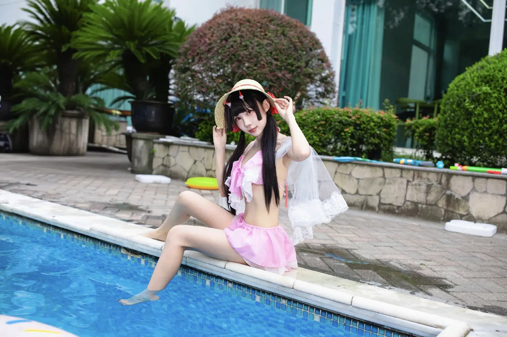 アズールレーン, 少女写真, 夏の水着, アニメ風写真セット, 酒匂コスプレ