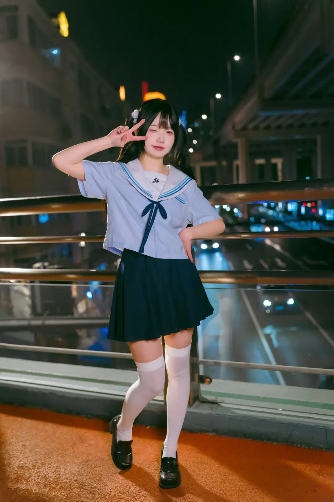 夜半公交站台的校供感水手服写真 - Mr_DDSS - 第11张
