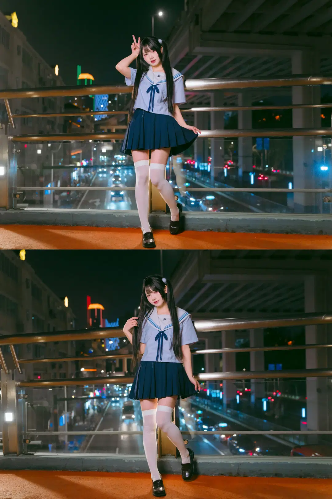 夜半公交站台的校供感水手服写真 - Mr_DDSS - 第4张