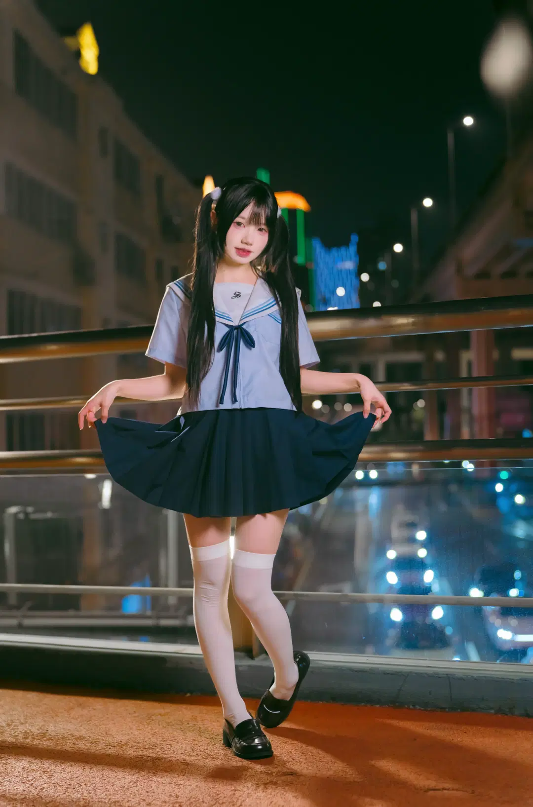 夜半公交站台的校供感水手服写真 - Mr_DDSS - 第5张