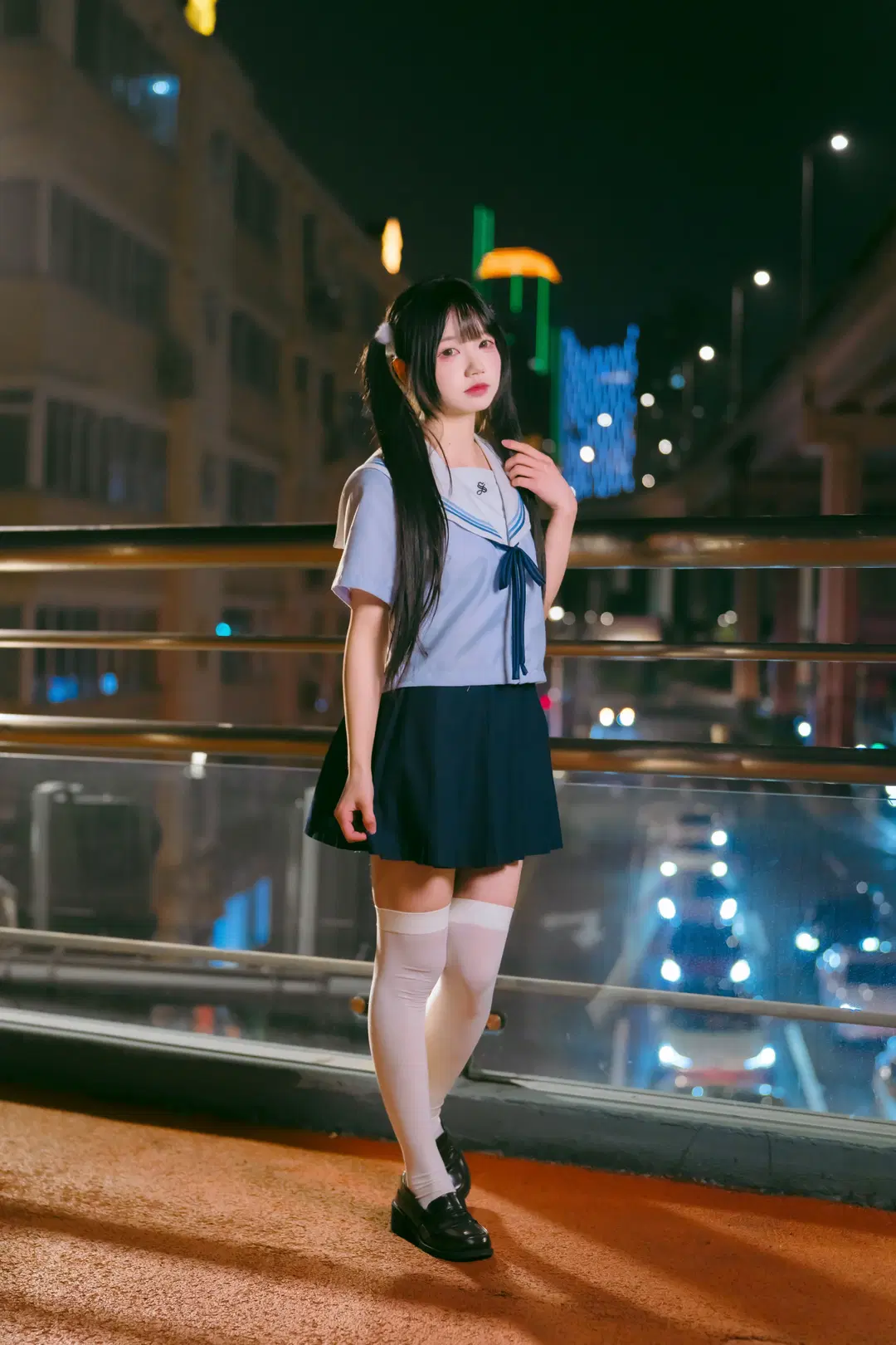 夜半公交站台的校供感水手服写真 - Mr_DDSS - 第9张