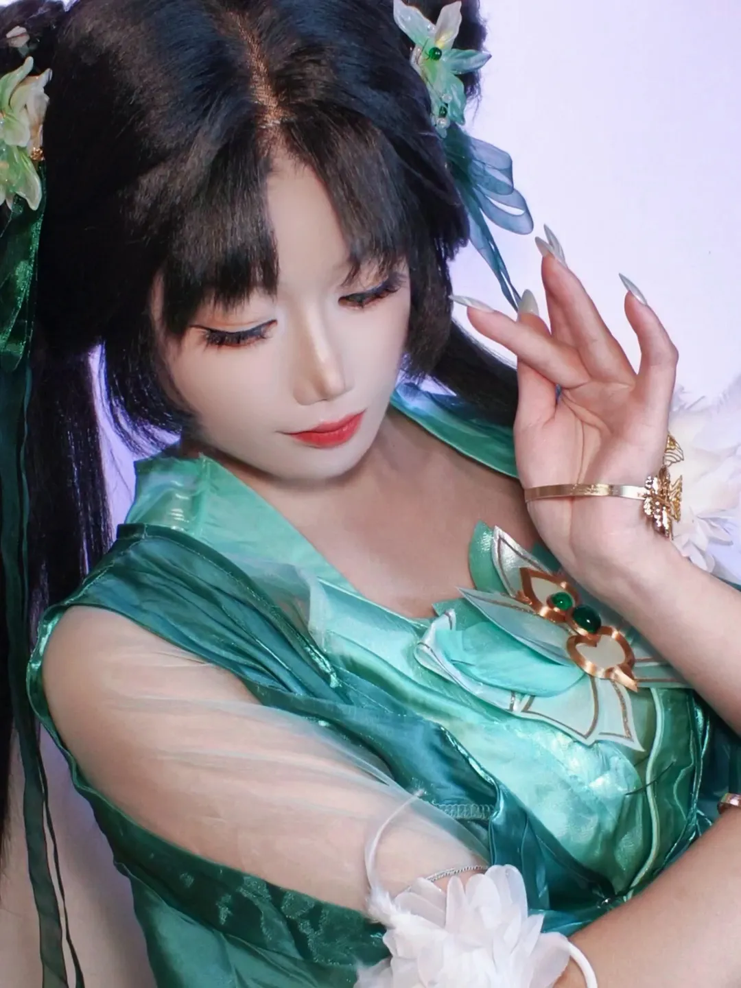 Ancient style cosplay, Chinese anime goddess, Biyao cosplay, Jade Dynasty, Green-themed styling - Image 2