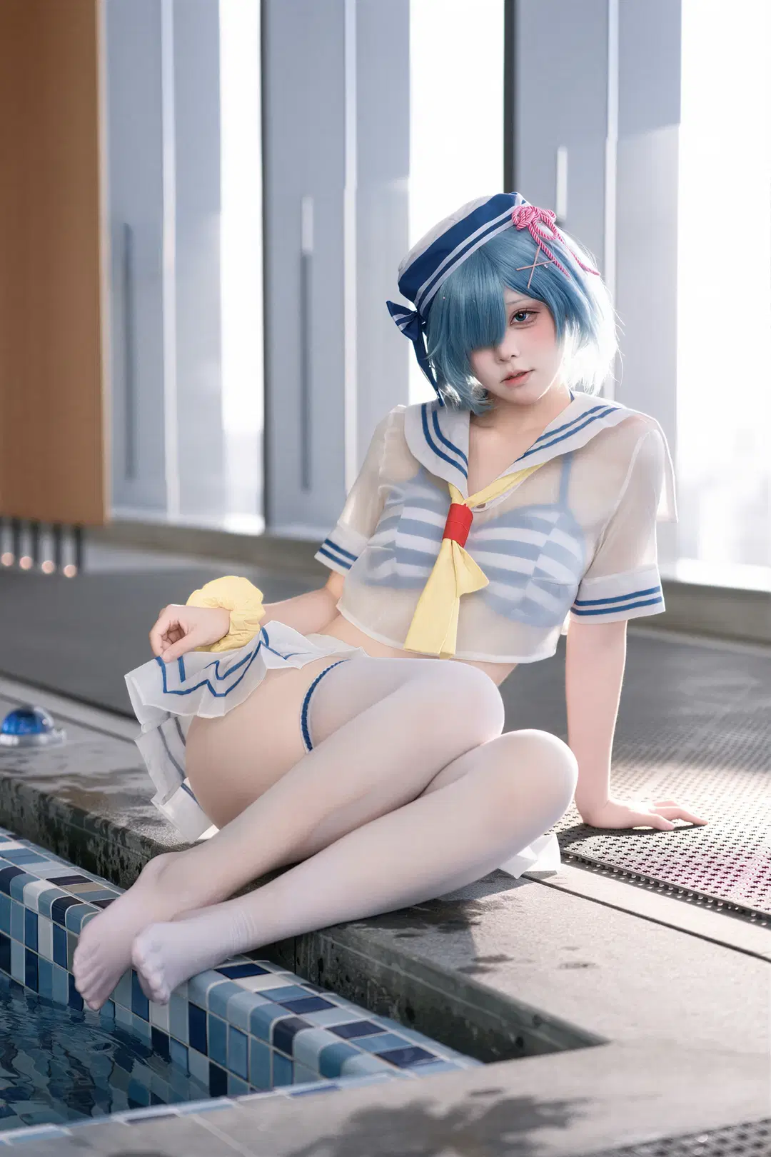 【蕾姆cos】从零开始的异世界生活，泳池边的蓝色心动 - DC_Official - 第3张