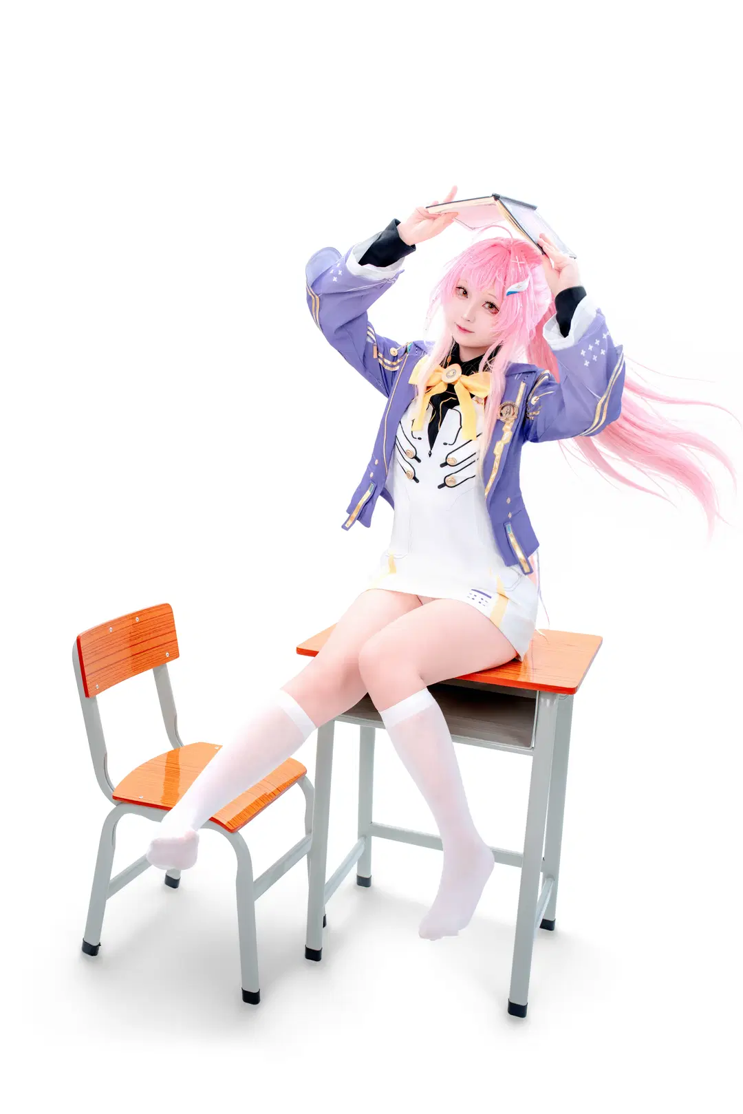 鳴潮, エイメス コスプレ, 白ストッキング, 鳴潮コスプレ, 制服コスプレ