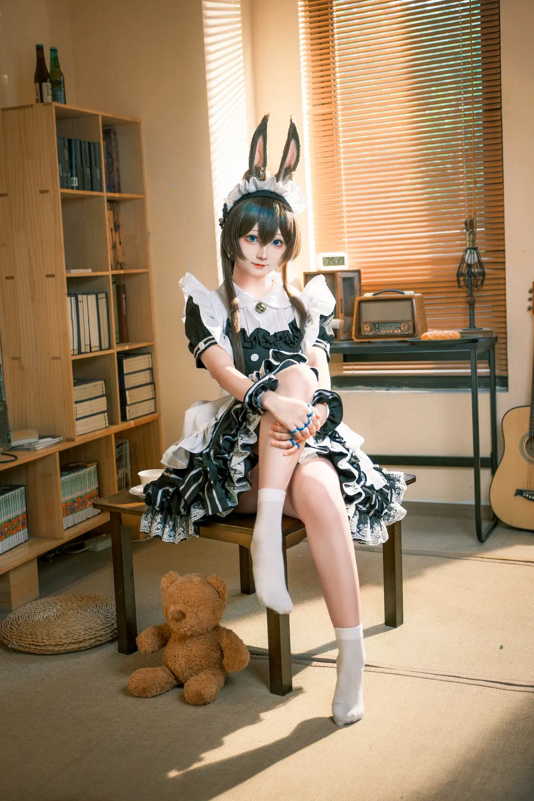 メイド服, アークナイツ, アーミヤ コスプレ, うさ耳, コスプレ撮影