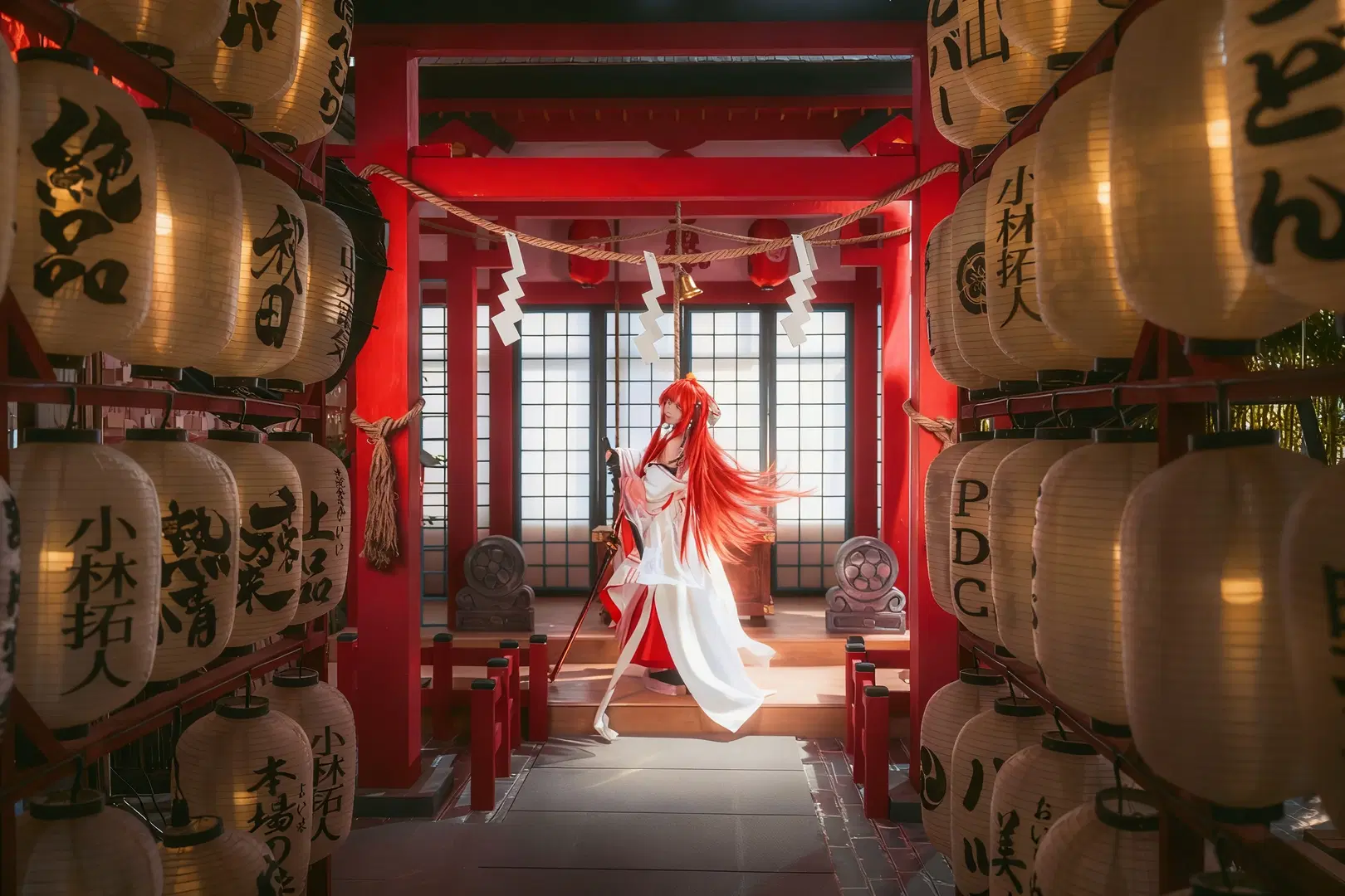 绘梨衣cos, 龙族, 白丝, cosplay正片, 和风巫女