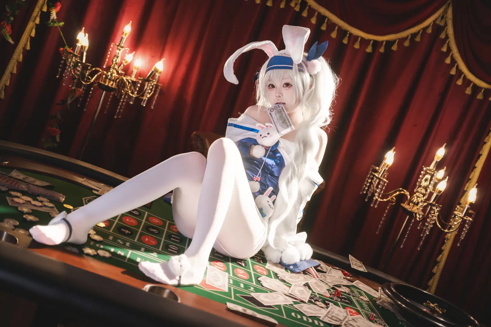 【Laffey cosplay】Azur Lane Bunny Girl Photoshoot: Casino Style & White Stockings by Shiro - Image 6