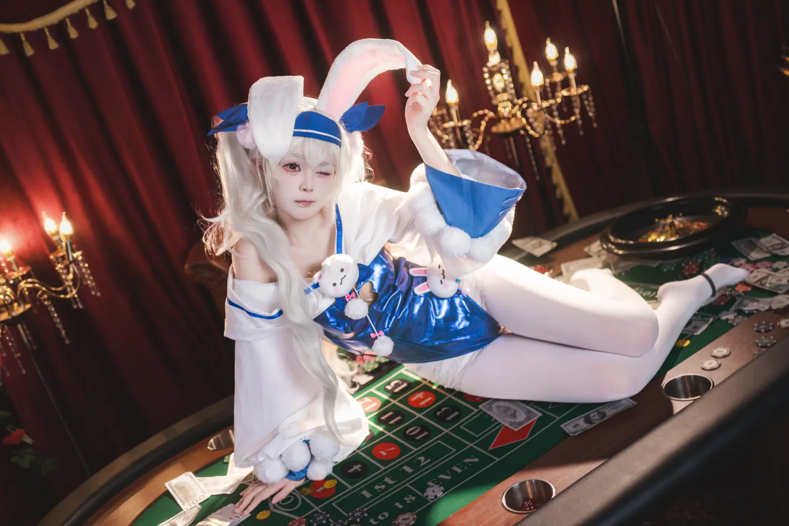 【Laffey cosplay】Azur Lane Bunny Girl Photoshoot: Casino Style & White Stockings by Shiro - Image 7