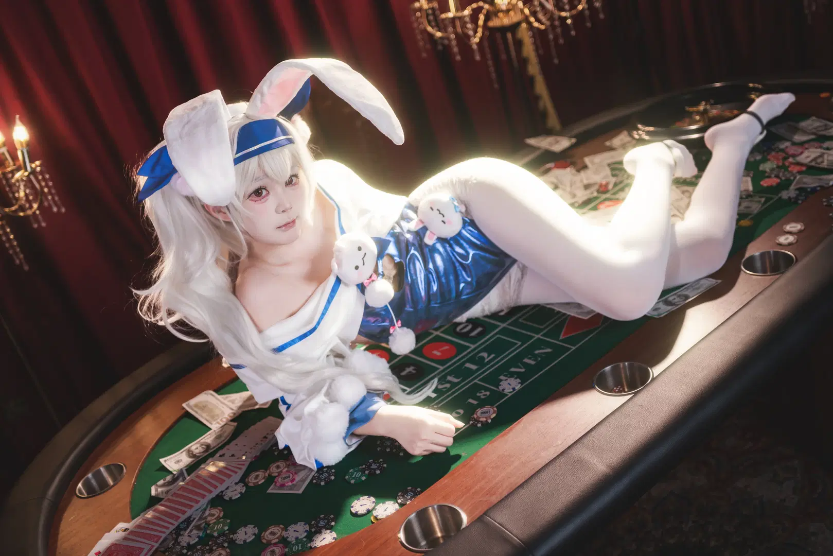 【Laffey cosplay】Azur Lane Bunny Girl Photoshoot: Casino Style & White Stockings by Shiro - Image 8