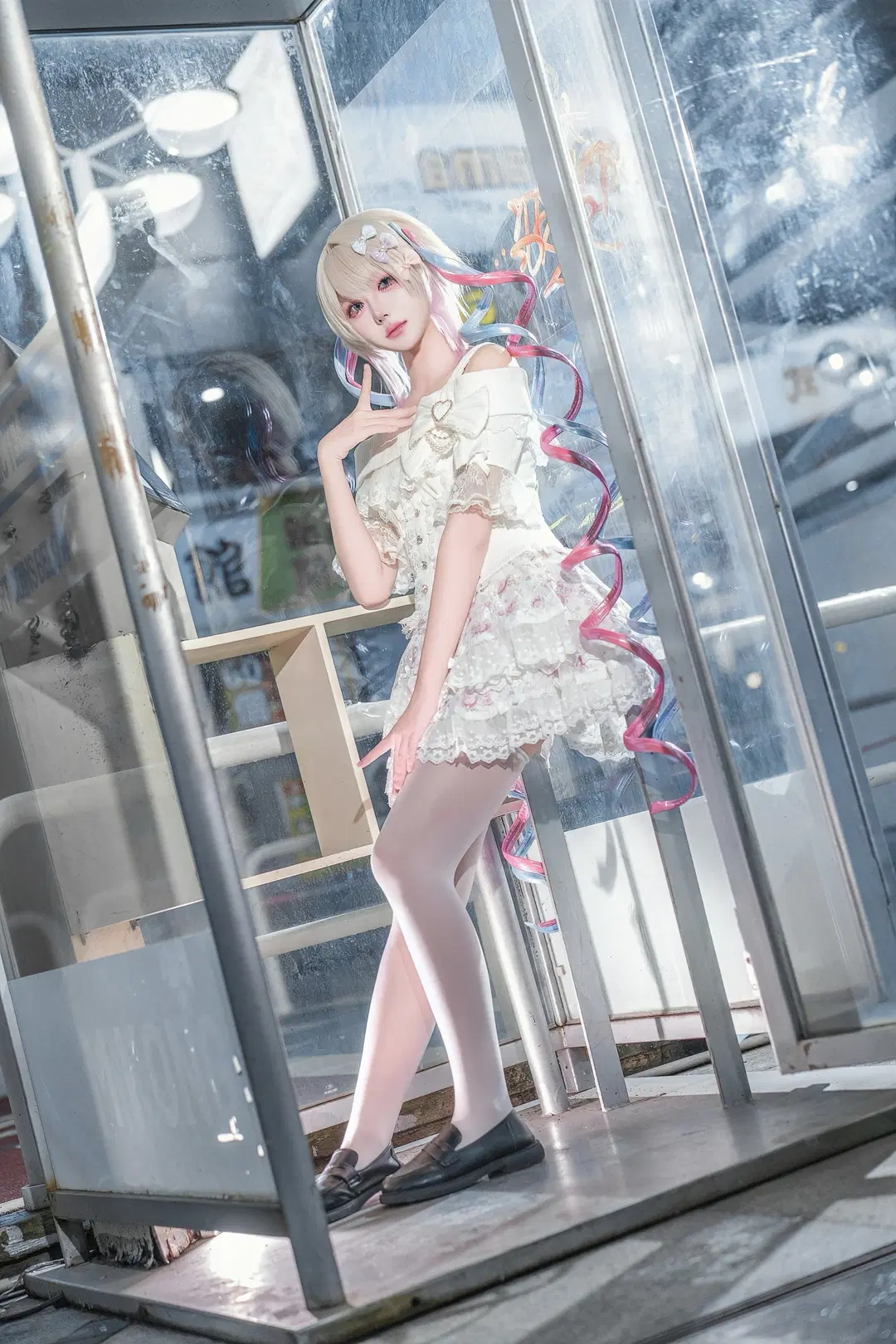 [KAngel cosplay] White Stockings Dress Log in a Vintage Telephone Booth by Shiro - Image 6