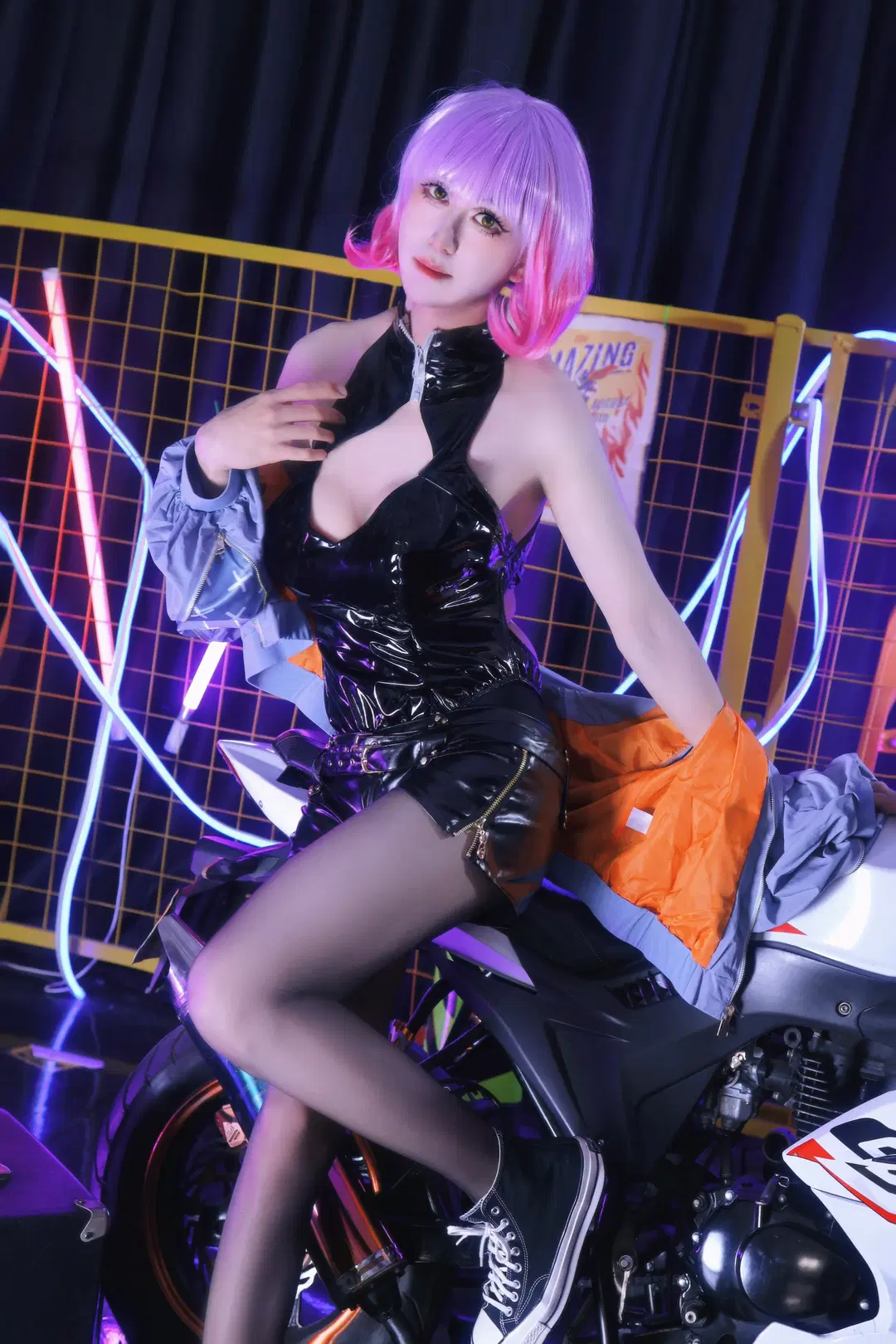 赛博朋克, 露娜cos, 黑丝袜, 机车cosplay, 口罩联盟