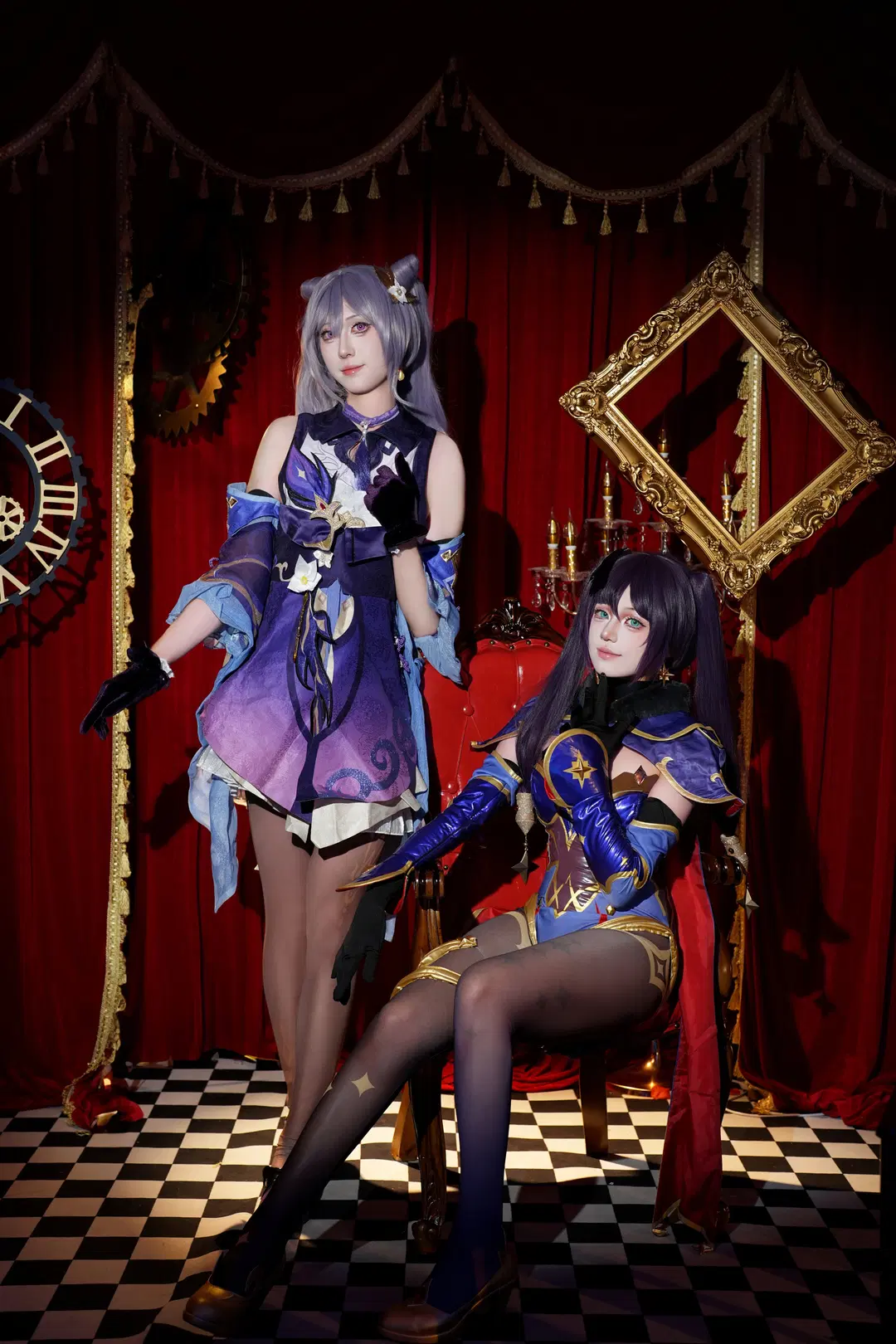 Genshin Impact, Keqing cosplay, Mona cosplay, Qiqi cosplay, Stockings