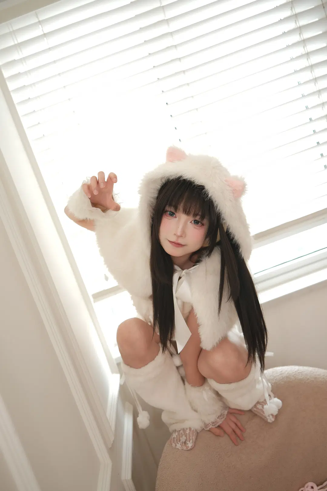 純白もふもふ猫耳娘 室内甘めポートレート写真 - 一只黑猫 - 10枚目