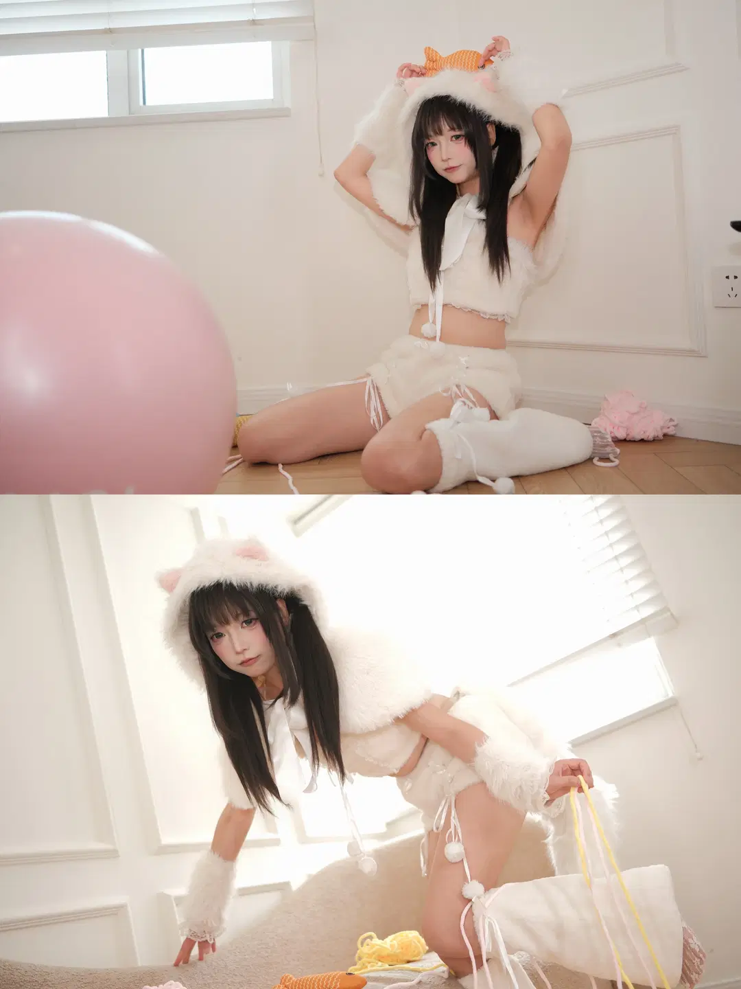 純白もふもふ猫耳娘 室内甘めポートレート写真 - 一只黑猫 - 2枚目