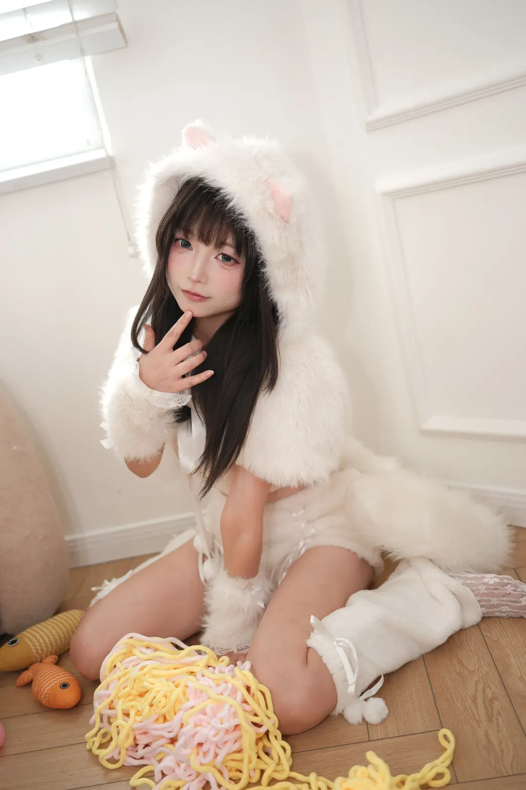 純白もふもふ猫耳娘 室内甘めポートレート写真 - 一只黑猫 - 6枚目