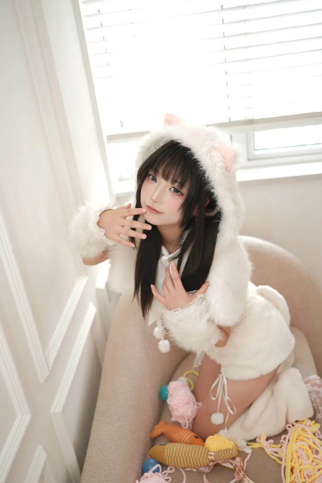 純白もふもふ猫耳娘 室内甘めポートレート写真 - 一只黑猫 - 9枚目