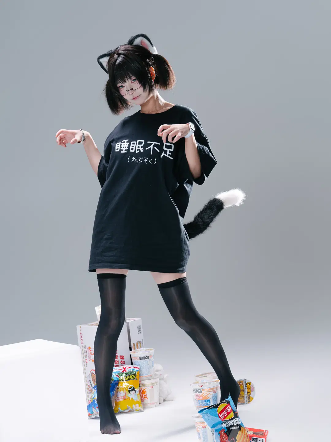 白棚猫娘主题糖水片，零食道具拉满的慵懒日常 - 一只黑猫 - 第7张