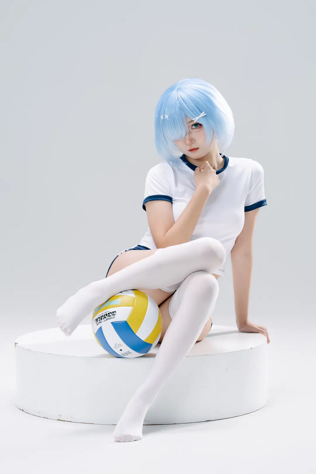 コスプレ, レム コスプレ, Re:ゼロから始める異世界生活, 白ストッキング, バレーボール少女