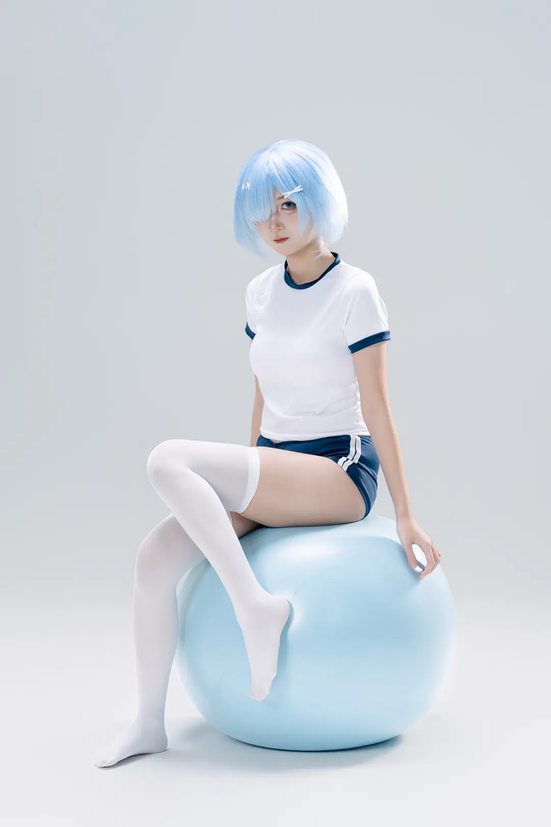 蕾姆cos, 白丝, 体操服, Re:从零开始的异世界生活, 瑜伽球