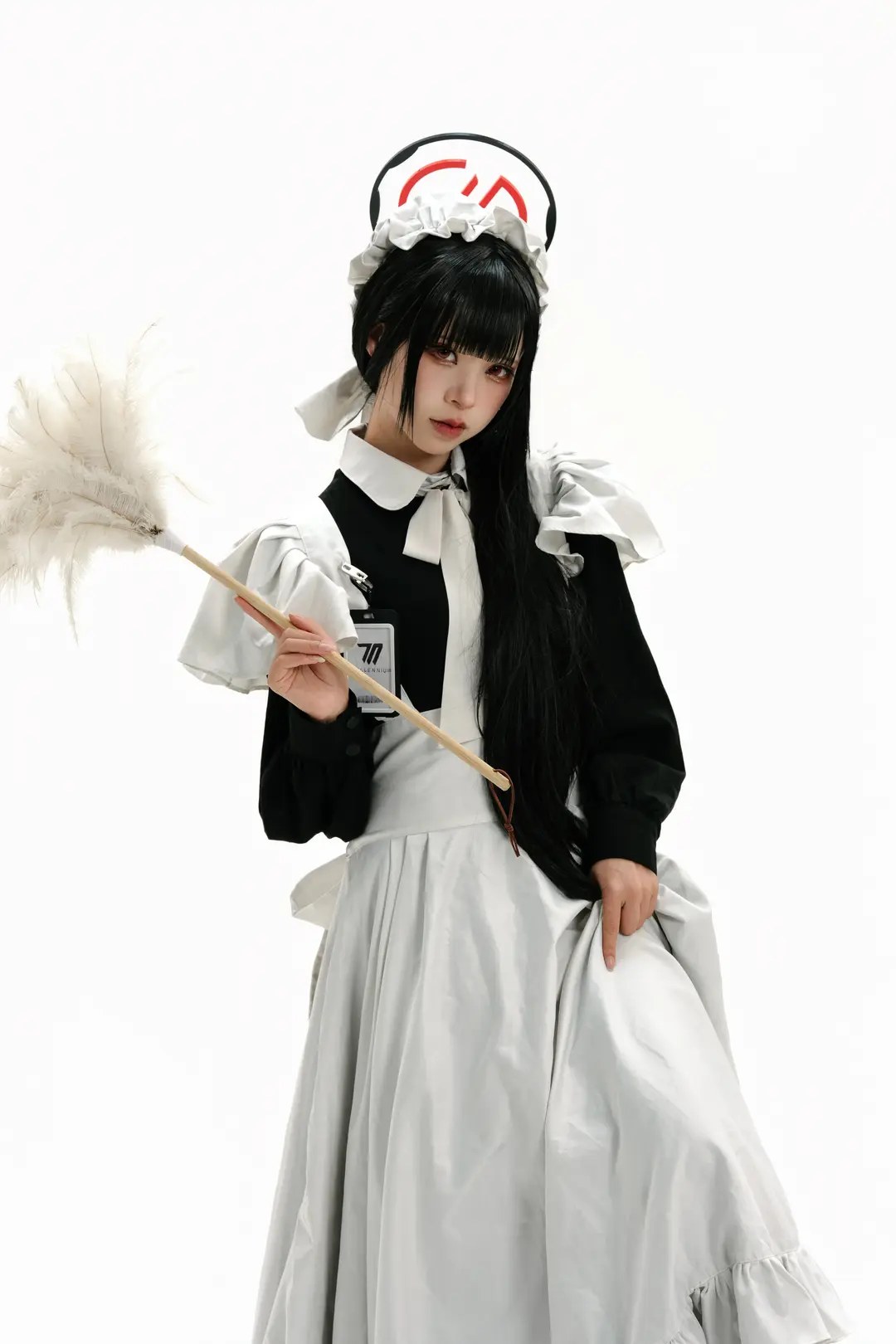 碧蓝档案, 女仆装, 黑长直, 白棚摄影, 调月莉音cos - 第12张