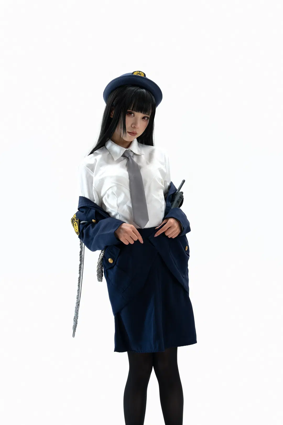 Blue Archive, Pose reference, Tsukatsuki Rio cosplay, Uniform cosplay, Stockings