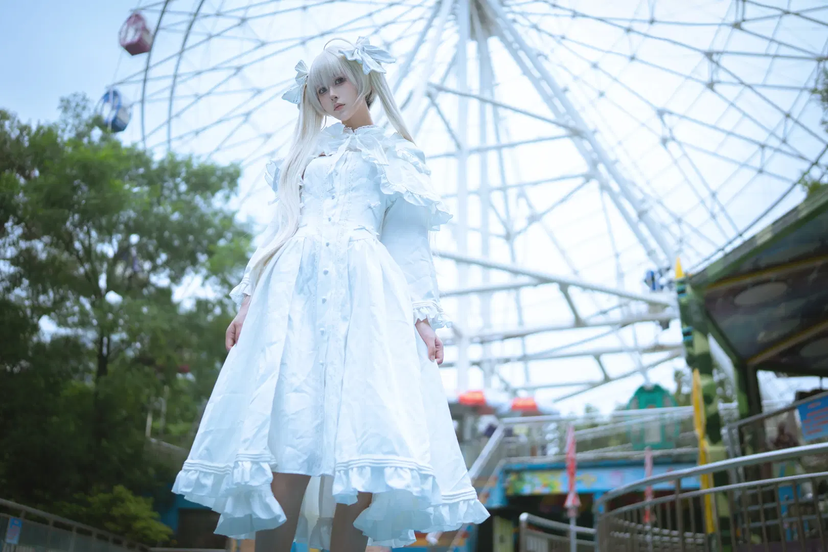 【春日野穹cos】緣之空裡的白裙少女，遊樂園的清新碎片 - 聪明的太子 - 第4張