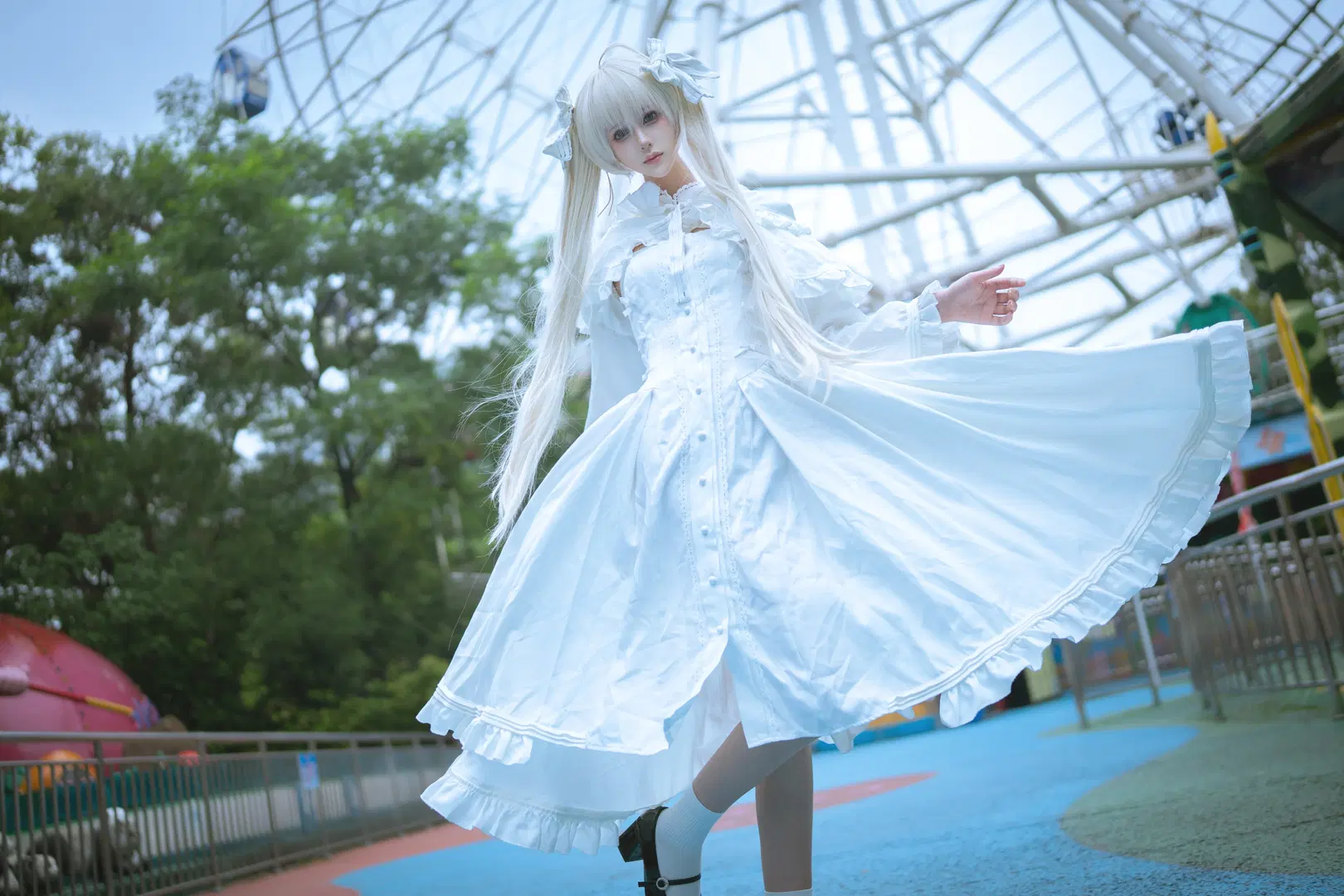 【春日野穹cos】緣之空裡的白裙少女，遊樂園的清新碎片 - 聪明的太子 - 第7張
