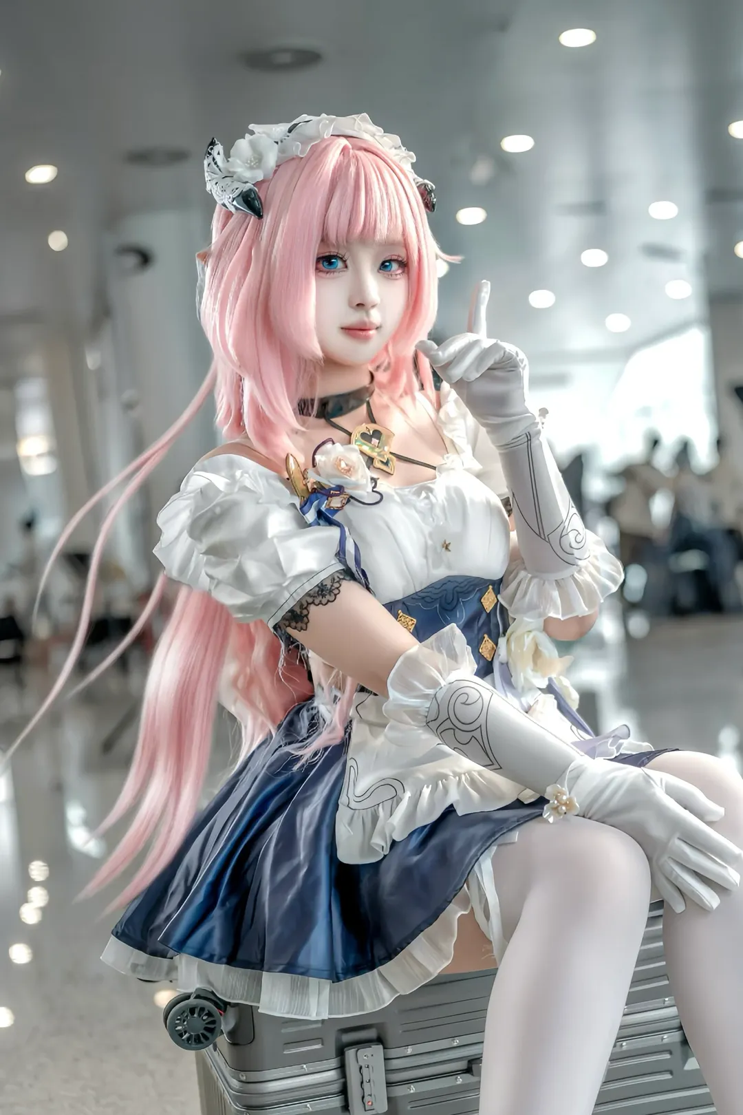 cosplay, 洋装, 白丝, 粉发, 爱莉cos - 第1张