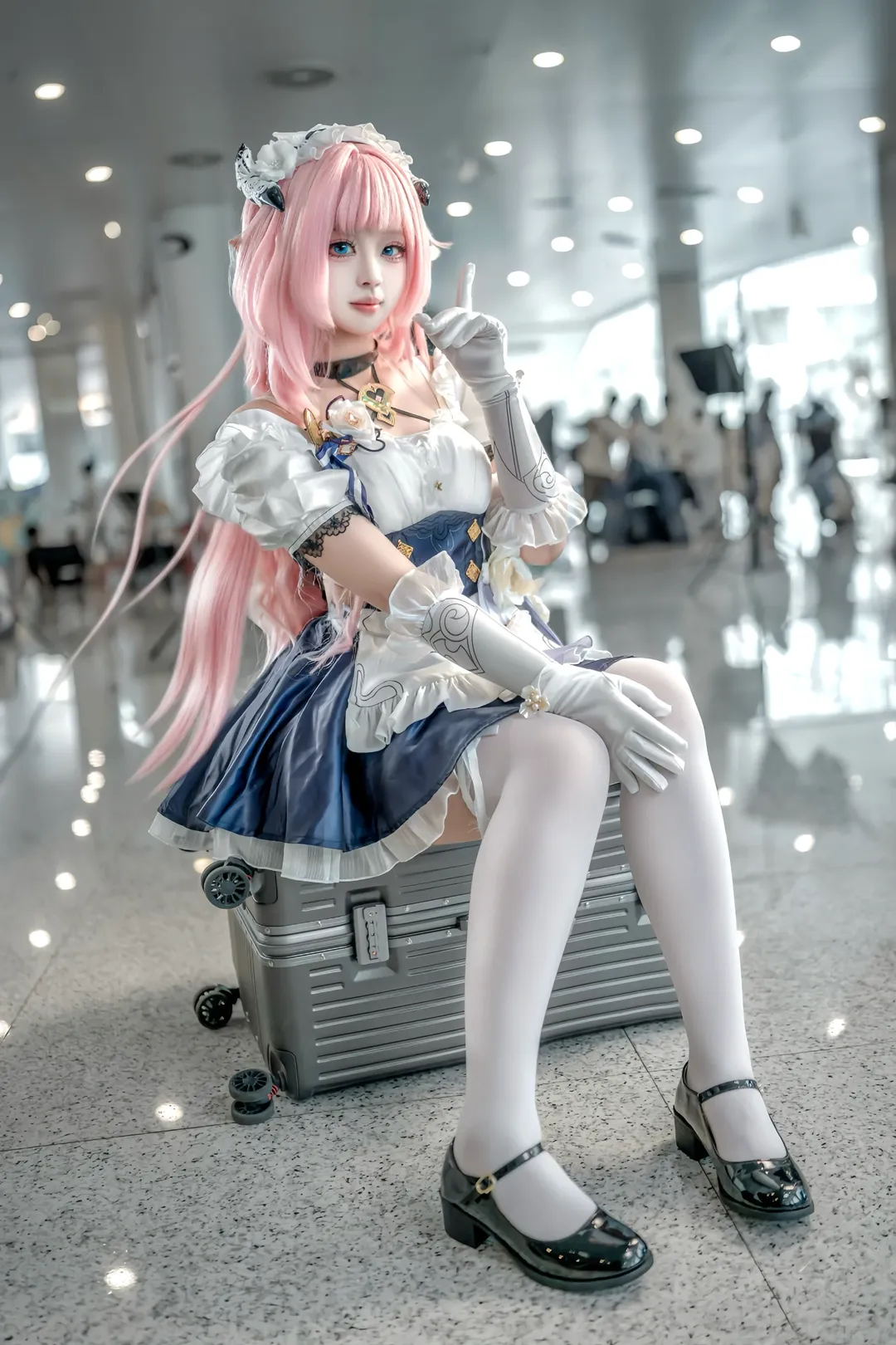 cosplay, 洋装, 白丝, 粉发, 爱莉cos