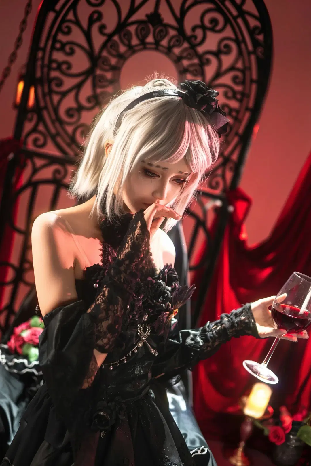 【調香師 致命的な優しさ コスプレ】黒紗と深紅の薔薇が織りなすゴシック＆ダークファンタジー - 行云 - 6枚目
