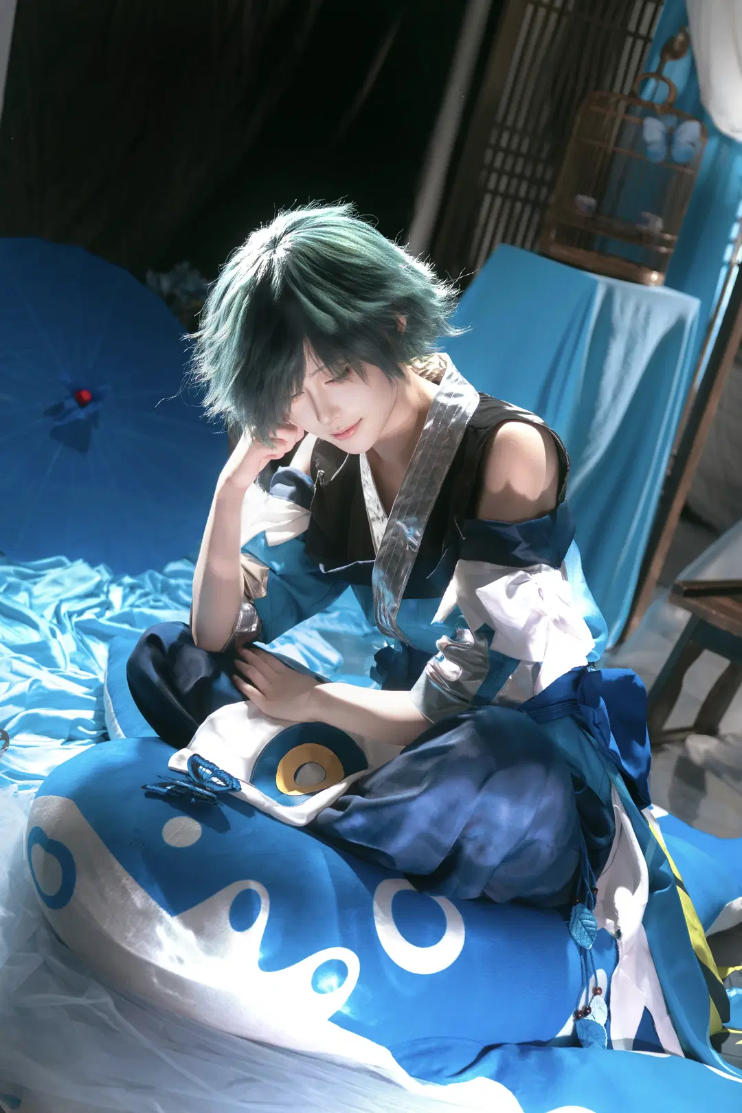 【荘周コスプレ】青系の幻想的なスタジオ撮影、光と影が紡ぐ蝶の夢心地 - 行云 - 7枚目