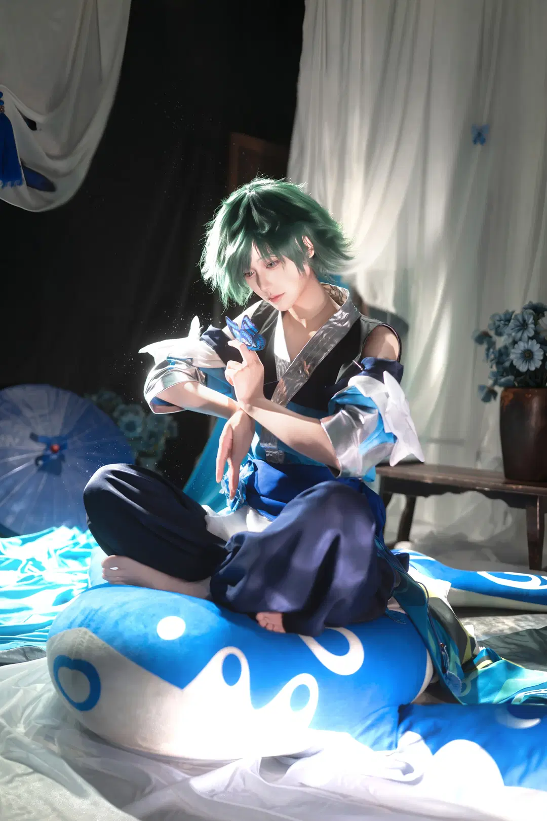 cosplay, 棚拍, 藍色系, 蝴蝶, 莊周cos